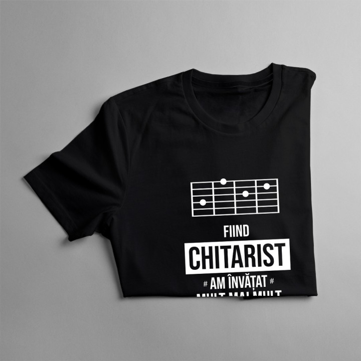 Fiind chitarist am învățat mult mai mult decât la școala - T-shirt pentru bărbați cu imprimeu