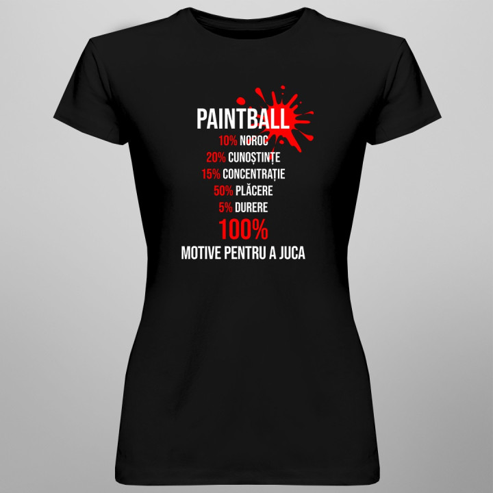 Paintball: 100% - T-shirt pentru femei cu imprimeu