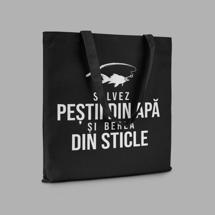 Salvez peștii din apă și berea din sticle - Geantă cu imprimeu