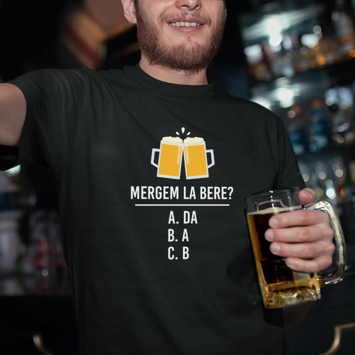 Mergem la bere? - tricou bărbătesc cu imprimeu