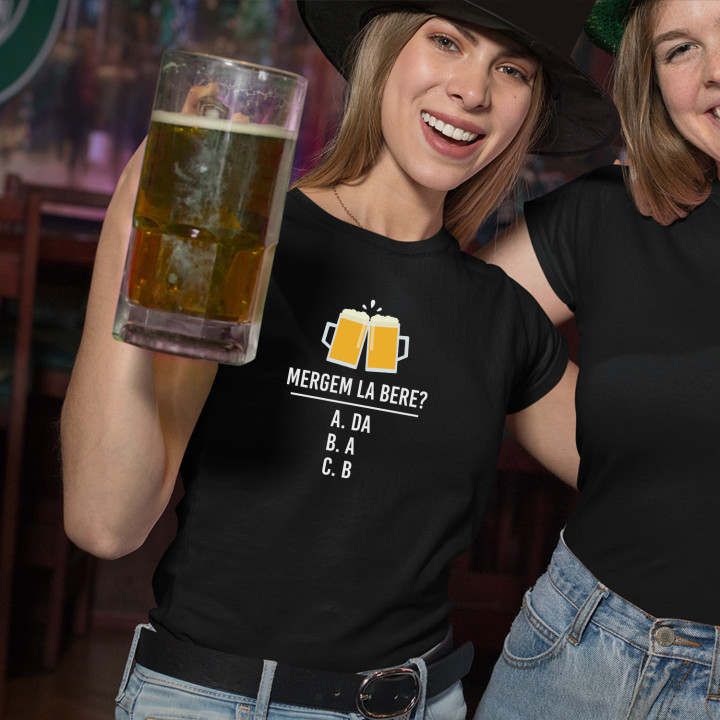 Mergem la bere? - tricou pentru femei cu imprimeu