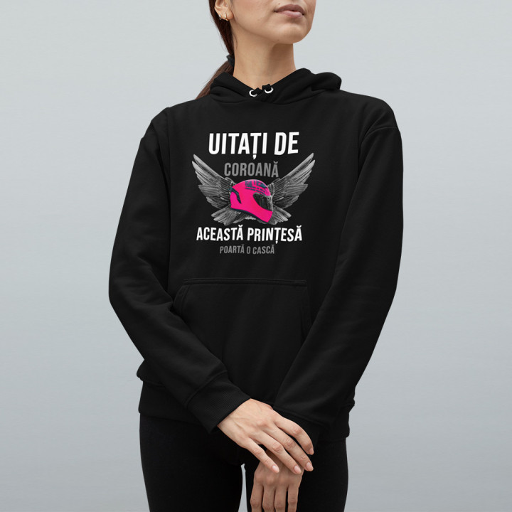 Uitați de coroană - această prințesă poartă o cască - bluză cu glugă pentru femei