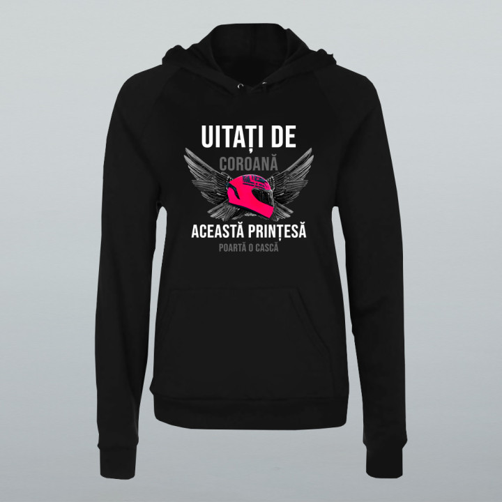 Uitați de coroană - această prințesă poartă o cască - bluză cu glugă pentru femei