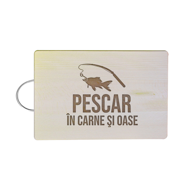 Pescar în carne şi oase - Tocător cu gravură