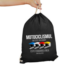 Motociclismul nu este un hobby este evadarea mea din realitate - Geantă Rucsac Pliabilă cu Sfori
