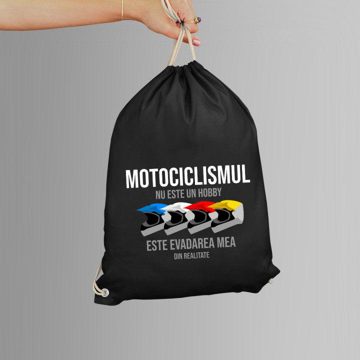 Motociclismul nu este un hobby este evadarea mea din realitate - Geantă Rucsac Pliabilă cu Sfori