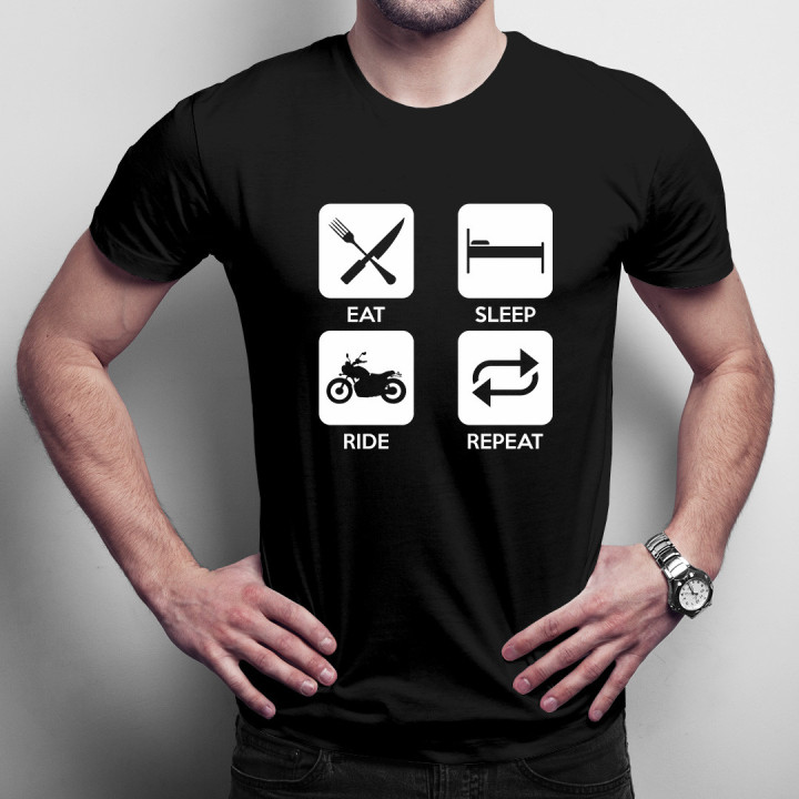 Eat sleep ride repeat - tricou pentru bărbați cu imprimeu