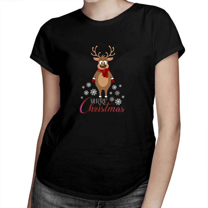 Merry Christmas - un ren - tricou pentru femei cu imprimeu