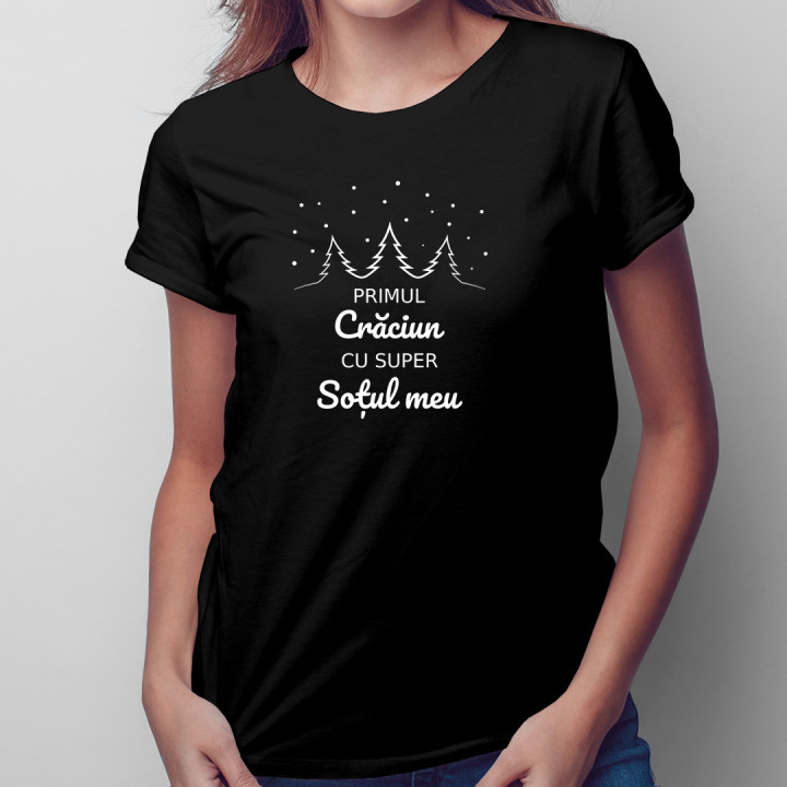 Primul Crăciun cu super soțul meu - tricou pentru femei cu imprimeu