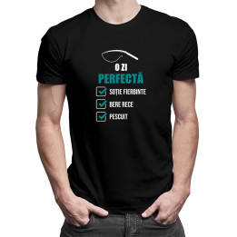 O zi perfectă - soție fierbinte, bere rece, pescuit  -  tricou pentru bărbați cu imprimeu