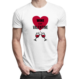 Wine is my valentine - T-shirt pentru bărbați cu imprimeu
