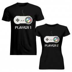 Set pentru un cuplu - Player 1 (bărbați) / Player 2 (femei) v.1 - Tricouri cu imprimeuri