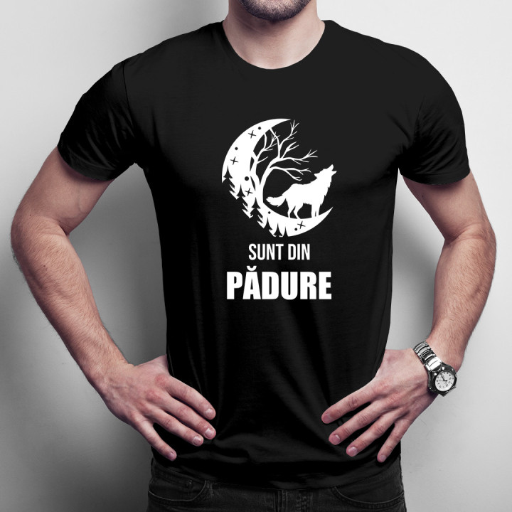 Sunt din pădure -  tricou pentru bărbați cu imprimeu
