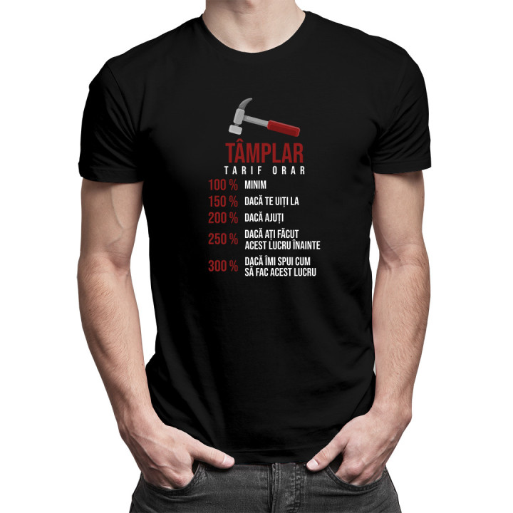 Tâmplar tarif orar - procentaj -  tricou pentru bărbați cu imprimeu