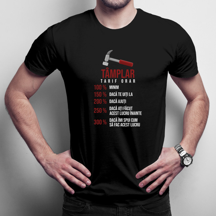Tâmplar tarif orar - procentaj -  tricou pentru bărbați cu imprimeu