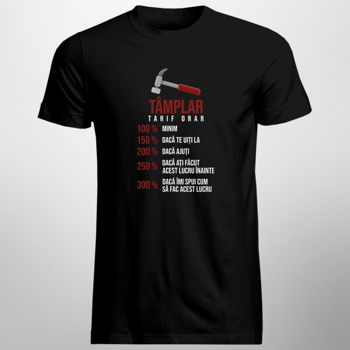 Tâmplar tarif orar - procentaj -  tricou pentru bărbați cu imprimeu