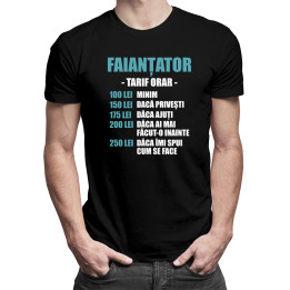 Faianțator - tarif orar -  tricou pentru bărbați cu imprimeu
