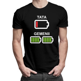 Tată de gemeni – baterie -  tricou pentru bărbați cu imprimeu