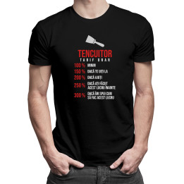 Tencuitor - tarif orar - procent -  tricou pentru bărbați cu imprimeu