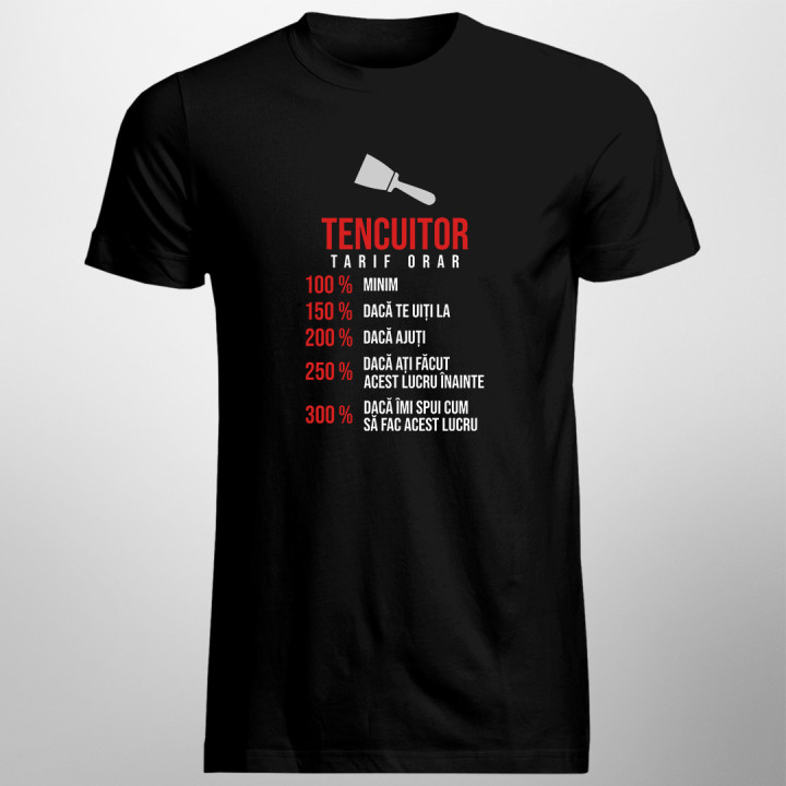 Tencuitor - tarif orar - procent -  tricou pentru bărbați cu imprimeu