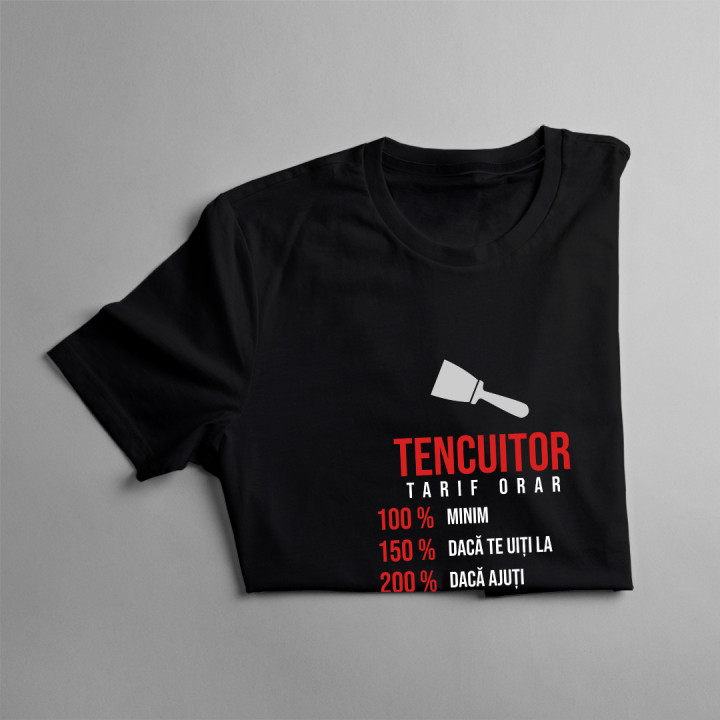 Tencuitor - tarif orar - procent -  tricou pentru bărbați cu imprimeu