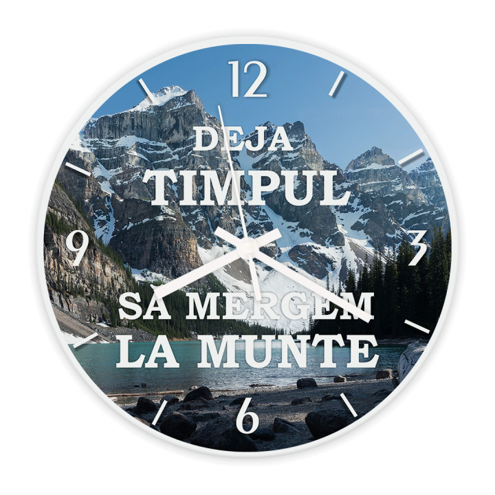Deja timpul să mergem la munte - ceas de sticlă cu imprimeu