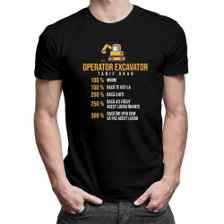 Operator excavator tarif orar - procentaj - tricou pentru bărbați cu imprimeu