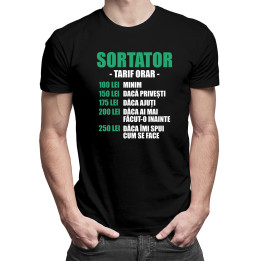 Sortator - tarif orar -  tricou pentru bărbați cu imprimeu