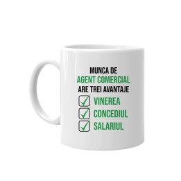Munca de agent comercial are trei avantaje vinerea, concediul și salariul - cană