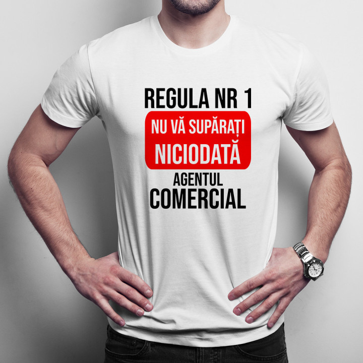 REGULA NR. 1: nu vă supărați niciodată agentul comercial - T-shirt pentru bărbați cu imprimeu