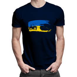 Tractor trăgând tanc -  tricou pentru bărbați cu imprimeu