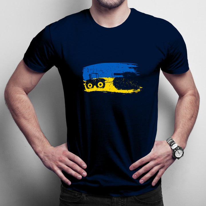 Tractor trăgând tanc -  tricou pentru bărbați cu imprimeu