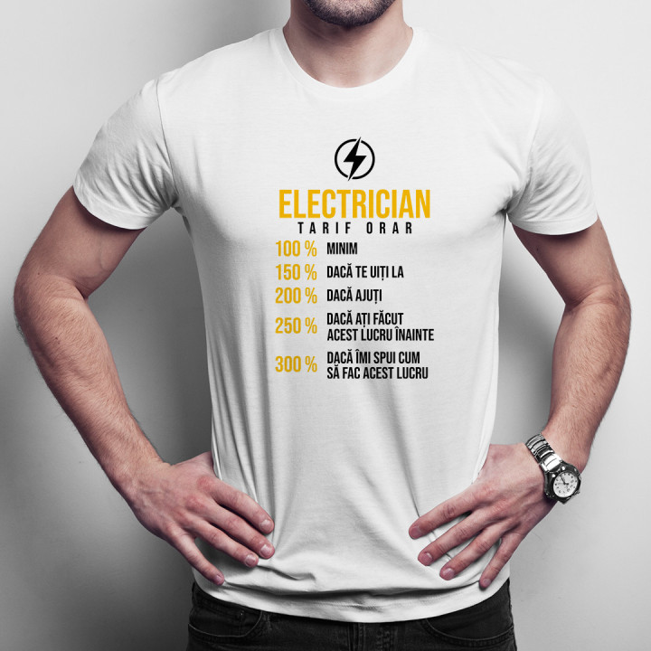 Electrician - tarif orar: 100% minim - T-shirt pentru bărbați cu imprimeu
