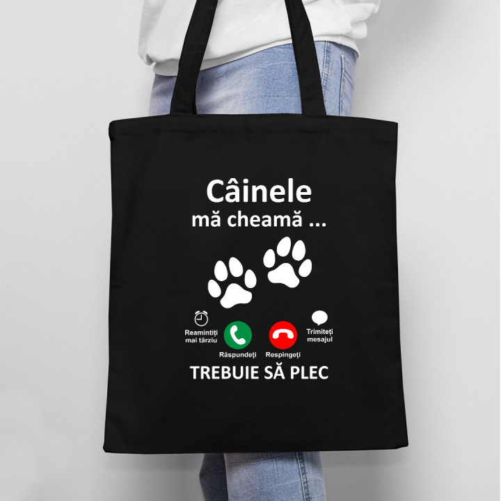 Câinele mă cheamă, trebuie să plec - Geantă cu imprimeu