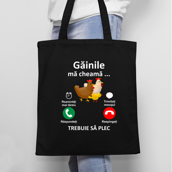 Găinile mă cheamă, trebuie să plec - Geantă cu imprimeu