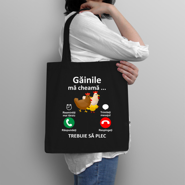Găinile mă cheamă, trebuie să plec - Geantă cu imprimeu