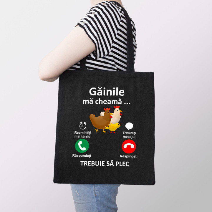 Găinile mă cheamă, trebuie să plec - Geantă cu imprimeu