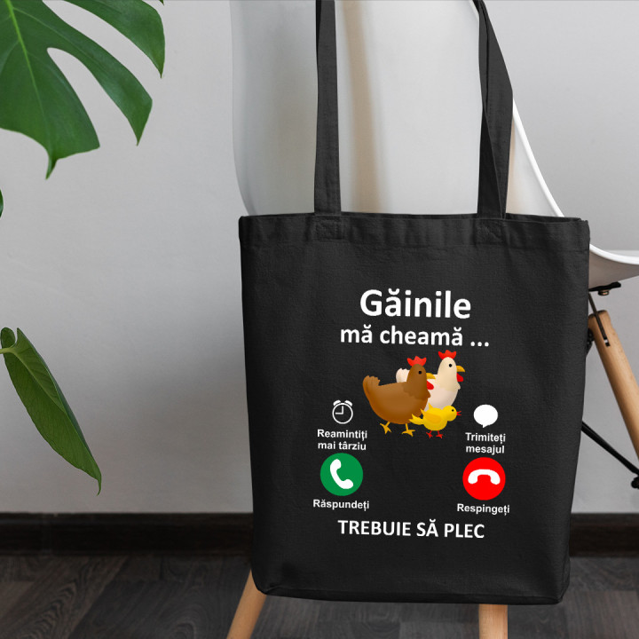 Găinile mă cheamă, trebuie să plec - Geantă cu imprimeu