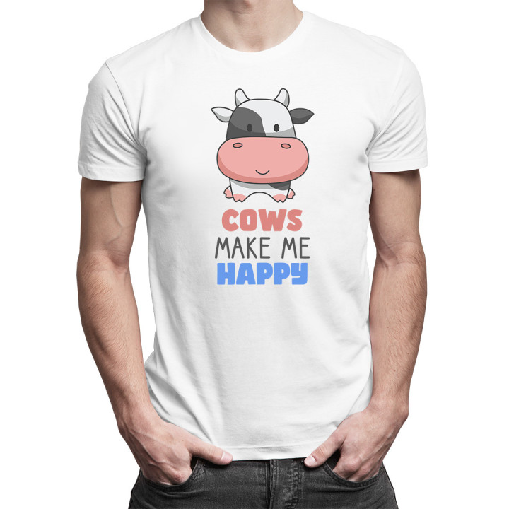 Cows make me happy - tricou pentru bărbați cu imprimeu