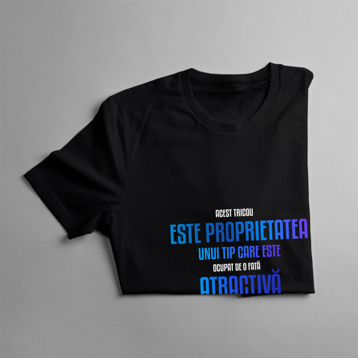 Acest tricou este proprietatea unui tip care este ocupat de o fată atractivă - tricou pentru bărbați cu imprimeu