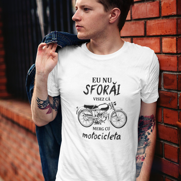 Eu nu sforăi - visez că merg cu motocicleta- T-shirt pentru bărbați cu imprimeu