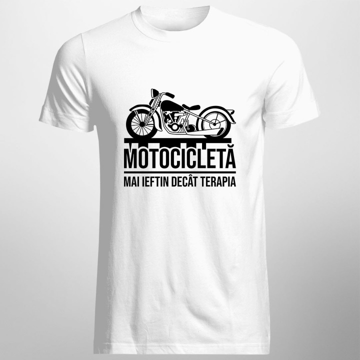 Motocicletă - mai ieftin decât terapia - tricou pentru bărbați cu imprimeu