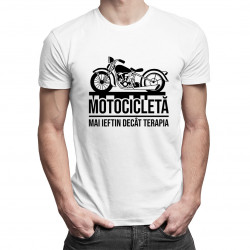 Motocicletă - mai ieftin decât terapia - tricou pentru bărbați cu imprimeu
