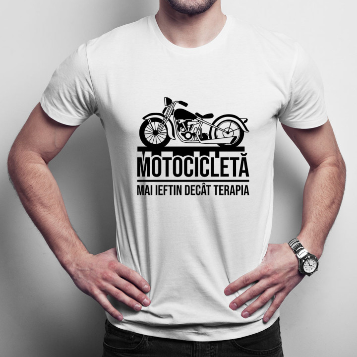 Motocicletă - mai ieftin decât terapia - tricou pentru bărbați cu imprimeu