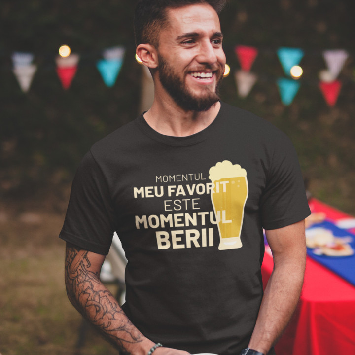 Momentul meu favorit este momentul berii - tricou pentru bărbați cu imprimeu