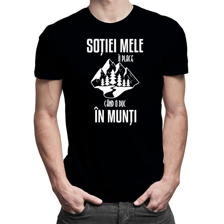 Soției mele îi place când o duc în munți - tricou pentru bărbați cu imprimeu