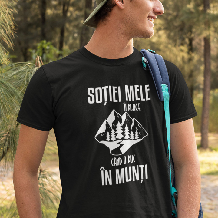 Soției mele îi place când o duc în munți - tricou pentru bărbați cu imprimeu