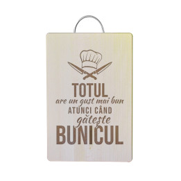 Totul are un gust mai bun atunci când gătește bunicul - placă de lemn cu gravură -  tabla de tocat