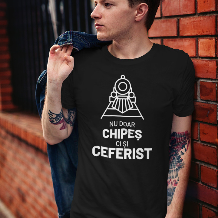 Nu doar chipeș, ci și ceferist - tricou pentru bărbați cu imprimeu