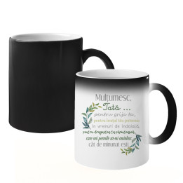 Mulțumesc, tată - cană magică cu imprimeu